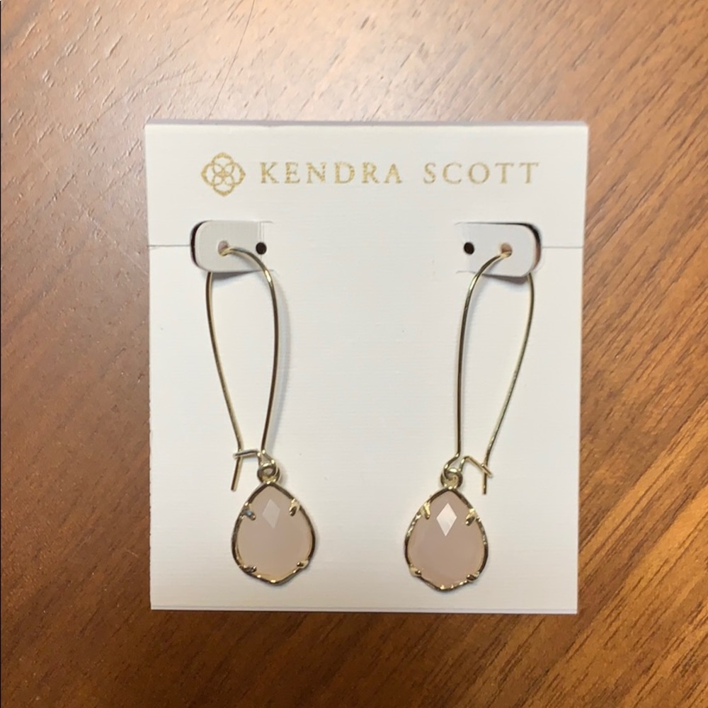 Kendra Scott pink and gold teardrop earrings